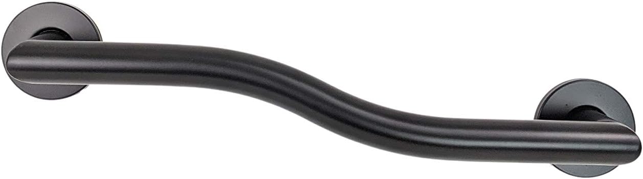 Modern Right Hand Wave Shaped Grab Bar (18", Matte Black)