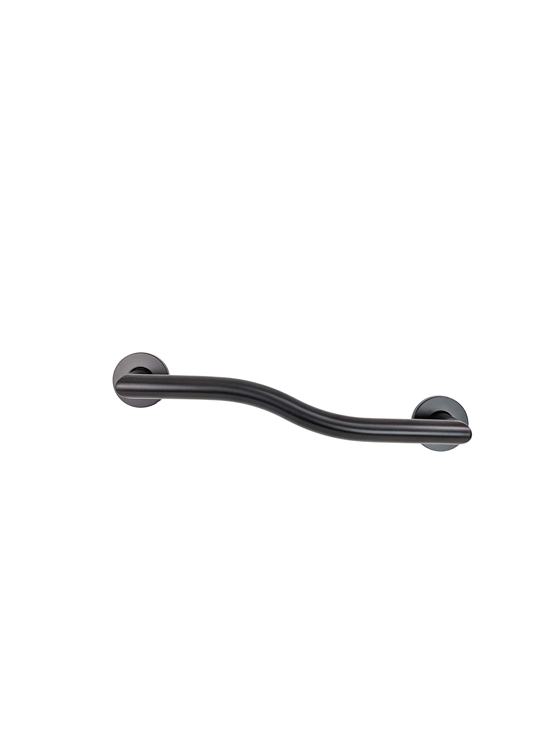 Modern Right Hand Wave Shaped Grab Bar (18", Matte Black)