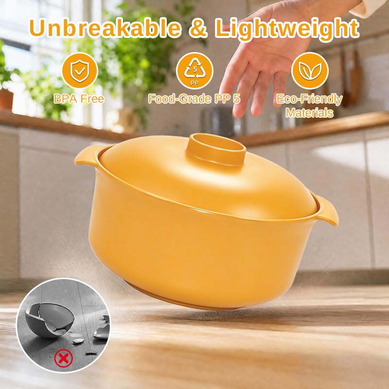 Image of Microwave Bowls with Lids & Spoons, 50 oz Unbreakable Bowls, 4 Pack