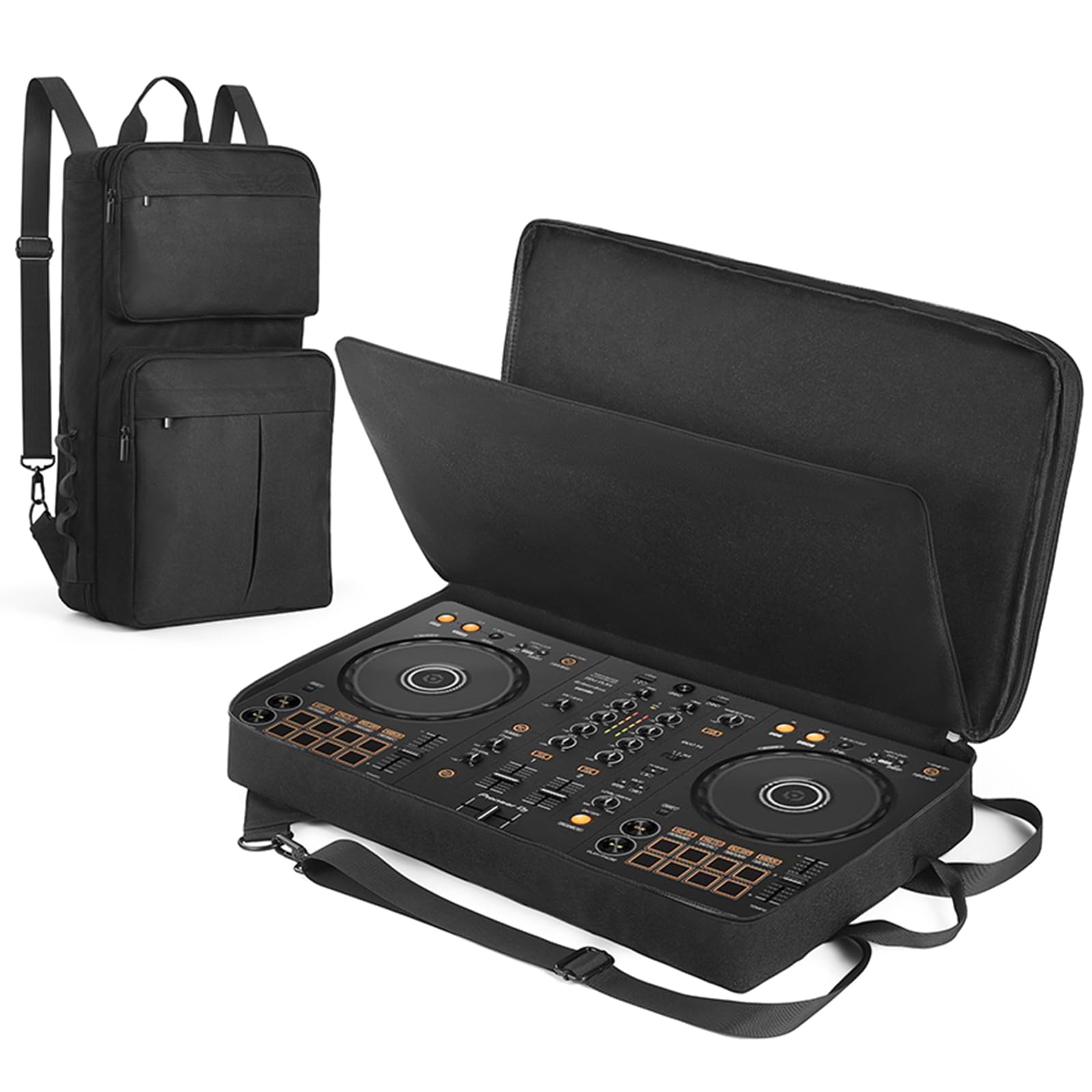 Sac de rangement pour manette DJ compatible avec Pioneer DDJ-200/DDJ-FLX4/DDJ-400/DDJ-SB3/Roland DJ-202, sac à dos de voyage avec plusieurs poches pour contrôleur DJ et accessoires