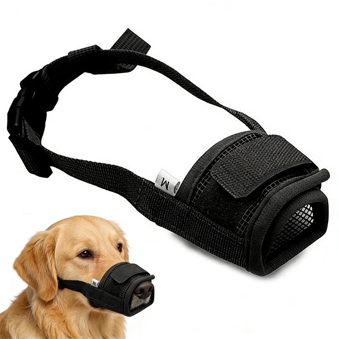 1 Pezzi Museruola Per Cane, Museruole Morbido Rete Traspirante Museruola Per Animali Domestici Con Anello Regolabile Bevibile Antiabbaio Museruole Cane Può Respirare (Nero)