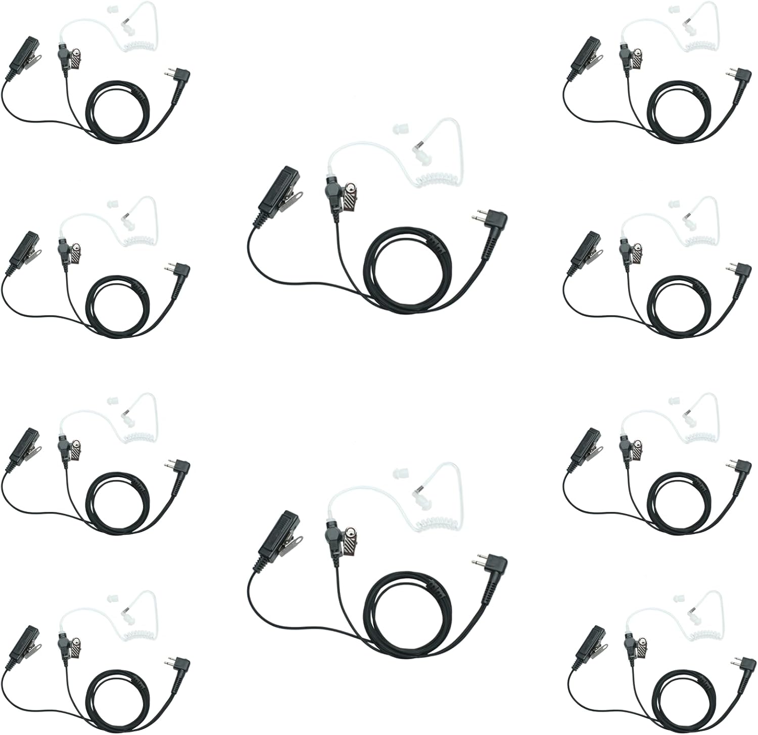 2 Pin Acoustic Tube Earpiece Compatible with Motorola CP200D CP200 CP100 CP100D CP185 CLS1110 CLS1410 BPR40 BC130 DLR1060 DLR1020 RDU4100 DTR650 M1 R2 Two Way Radio,10 PCS