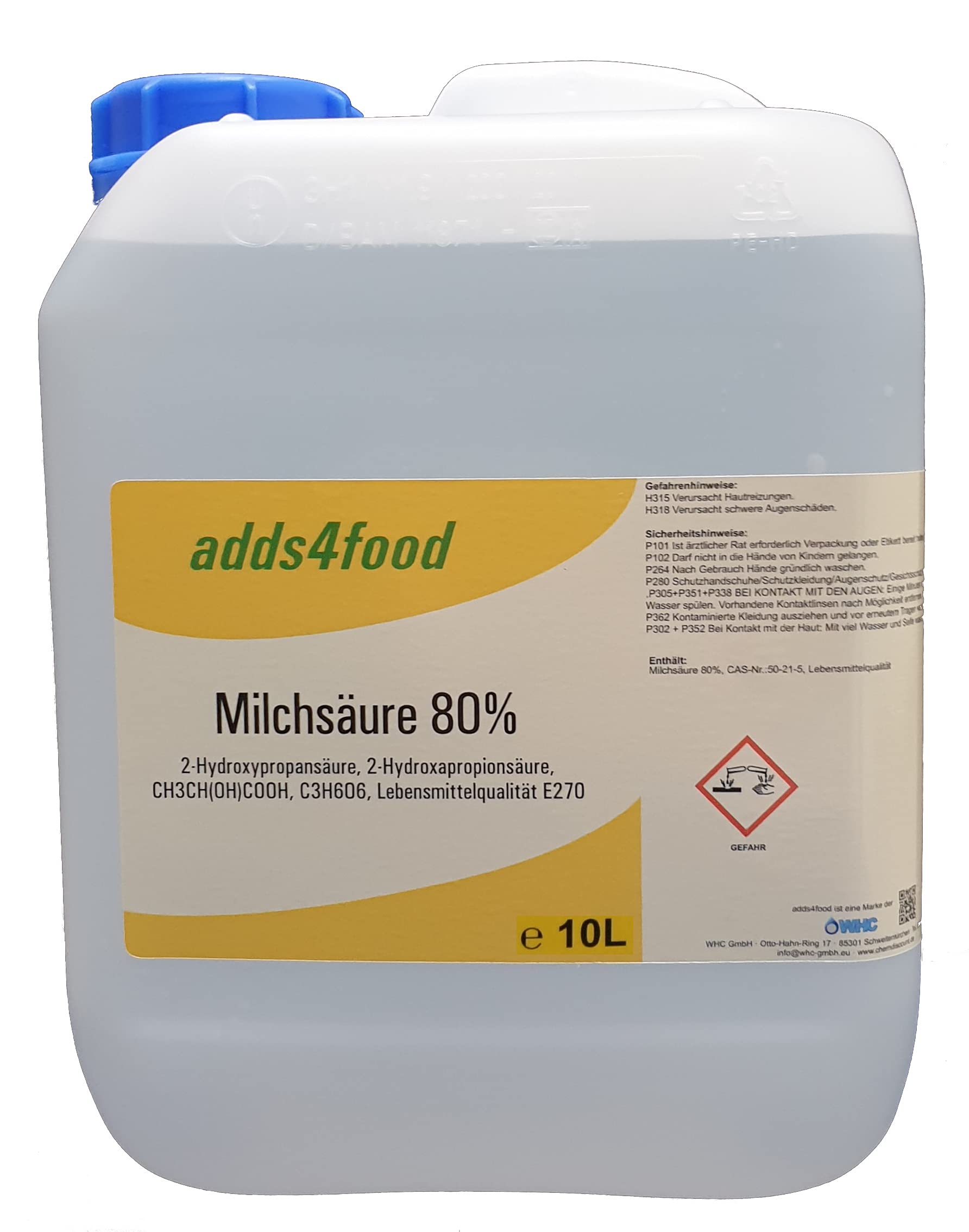 10Liter (ca. 12,5kg) Milchsäure 80% in Lebensmittelqualiät E270