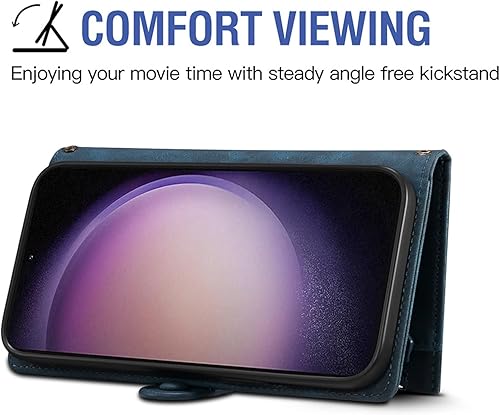 Miniatura 4 de Asuwish Funda de teléfono para Samsung Galaxy S23 5G con protector de pantalla de vidrio templado y correa cruzada para el hombro, tarjetero con