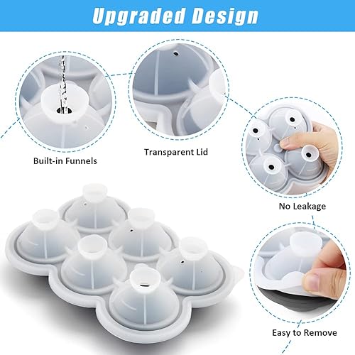 Miniatura 4 de Tisirone - Bandejas de silicona para cubitos de hielo, juego de 2, bandeja cuadrada grande para cubitos de hielo con tapa y molde para cubitos de