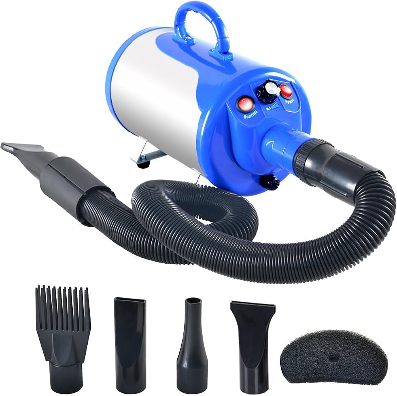 Groomer Partner Pet Hair Force Secador de pelo para perros con calentador (azul)
