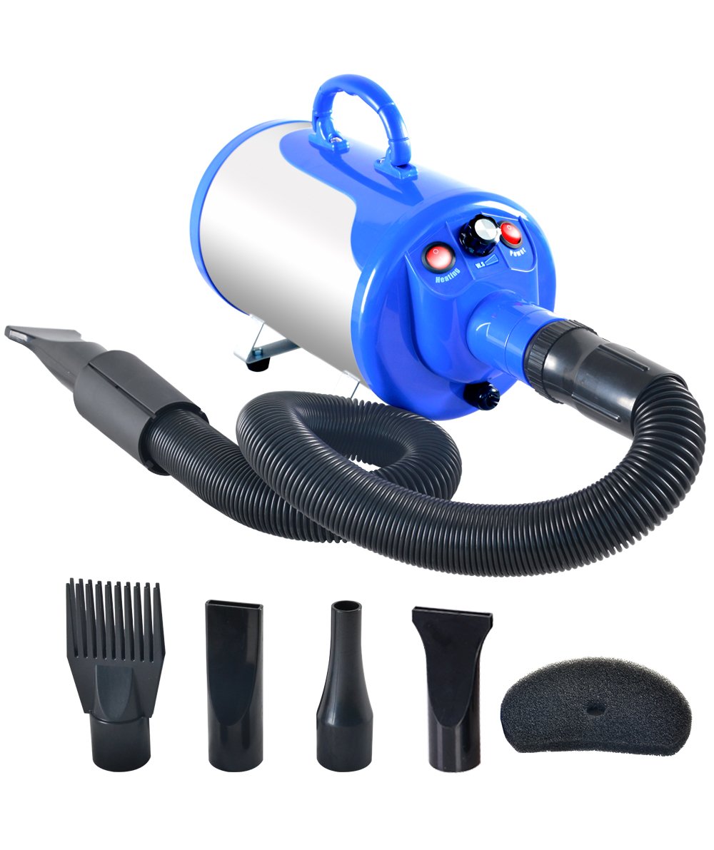 SHELANDY Groomer Partner Pet Hair Force Dryer Dog Grooming Blower with Heater Blue