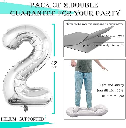 Miniatura 190 de GOER Globos con el número 40 para decoraciones de fiesta de cumpleaños número 40, globos de helio de aluminio jumbo de 42 pulgadas para 40