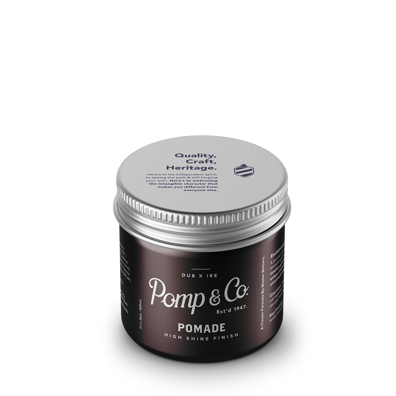 Pomp & Co High Shine Pomade, Mens Styling Pomade For A medium Strong Hold With A Wetlook Finish, Water Based Pomade 60ml