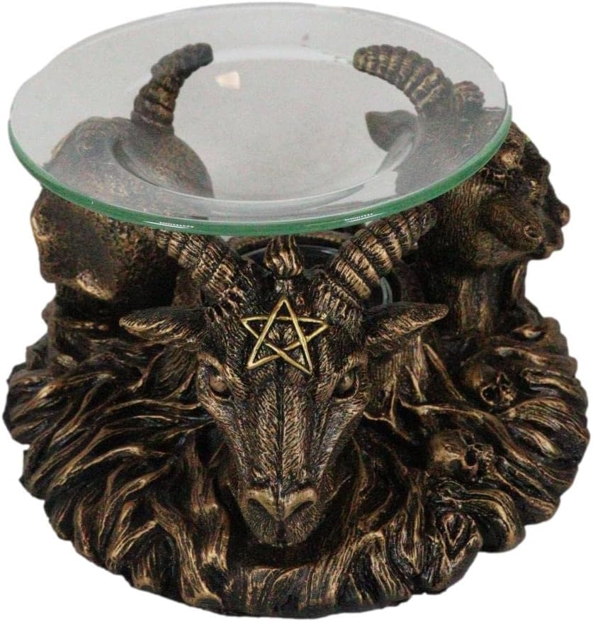 Miniatura 5 de Ebros Gift Paranormal Pagano Oculto Wicca Baphomet Sabbatic Cabras y Cráneo Demonio Imp Vela Quemador de Aceite Calor Calentador de Tarta Aroma
