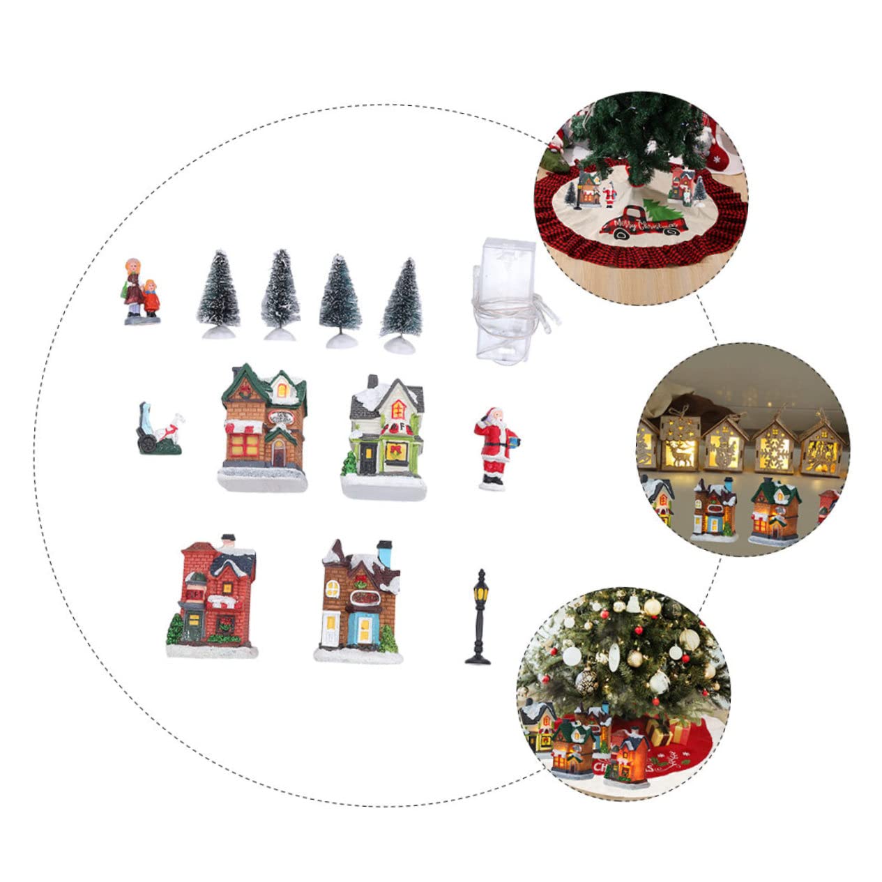 Casetta Di Natale Luci Led in Resina Decorazione Luminosa Da Tavolo Per Feste Di Natale Regalo Per Casa e Ufficio
