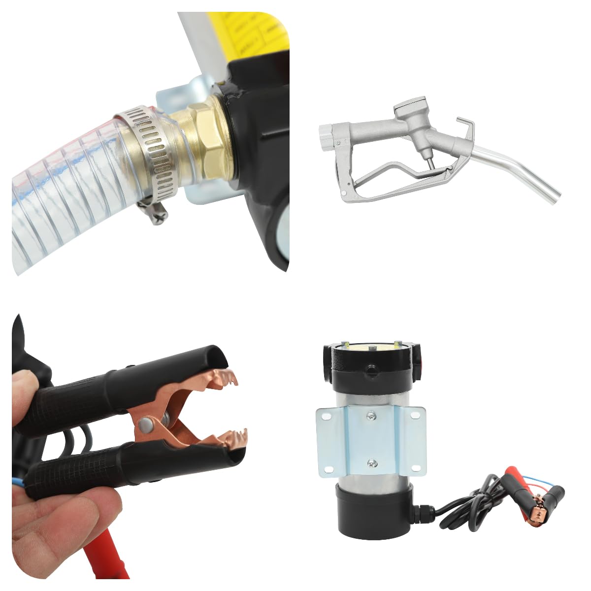 Bomba Gasoil 12V Autocebante Bomba Aceite Extraccion Coche 175 W Bomba para Trasvase de Gasoil 50 L/min Bomba Diésel con Pistola y Manguera (manguera de drenaje de goma)