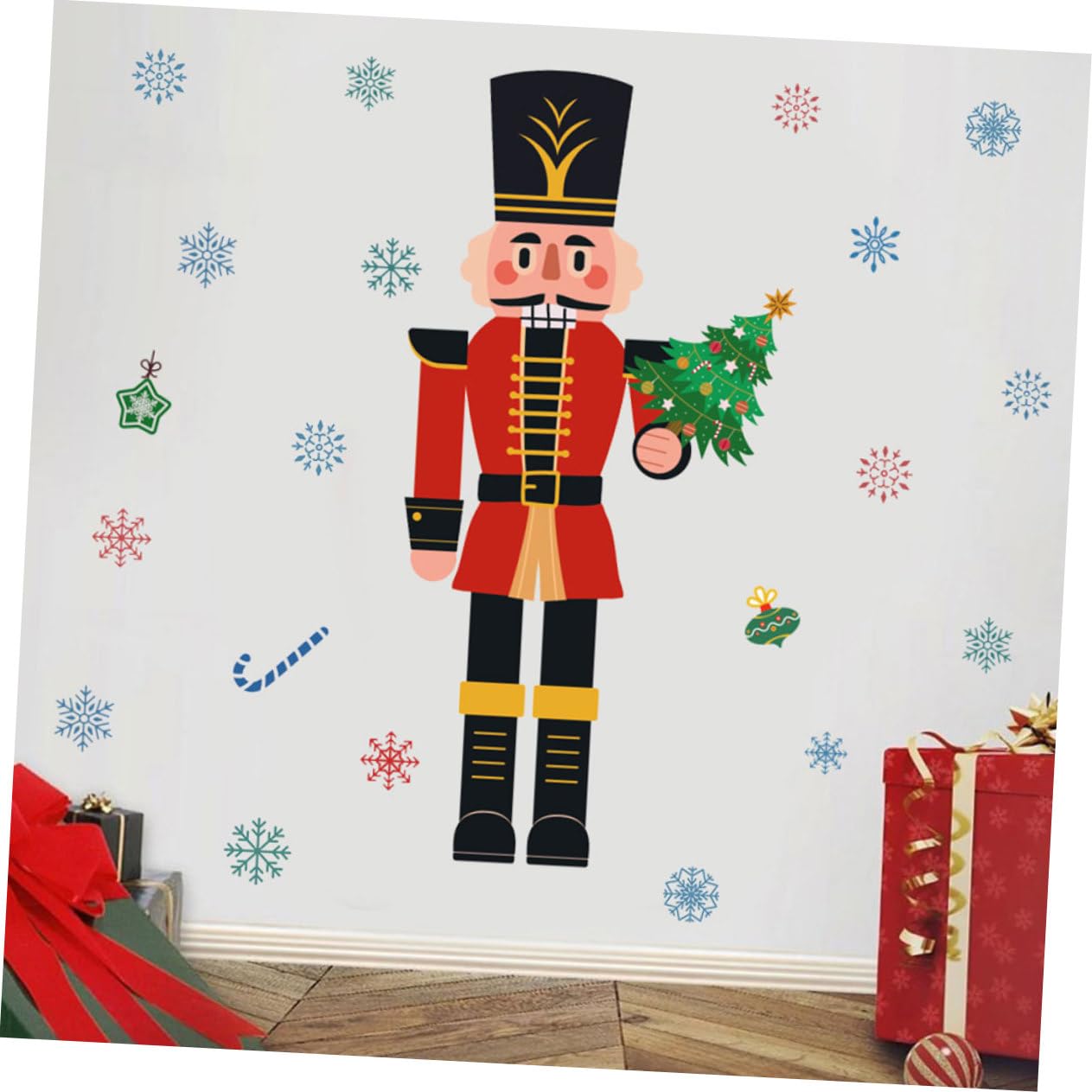 Hemobllo 3pezzi Adesivo Natalizio Per Finestre Nutcracker e Fiocchi Decorazione Murale Festiva Per Natale Facile Da Applicare e Rimovibile Per e Vetrine