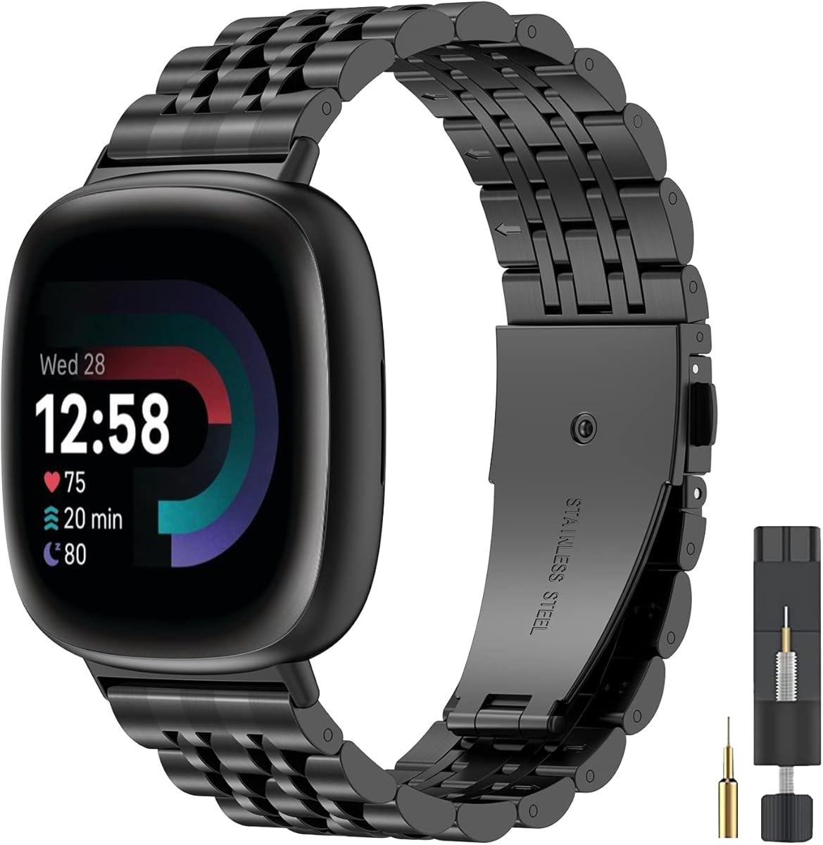 ZPJPPLX for Fitbit Versa 4/Sense 2 Metal Bands for Men Women,Compitaple with Fitbit Versa 3/Sense Stainless Steel Watch Band