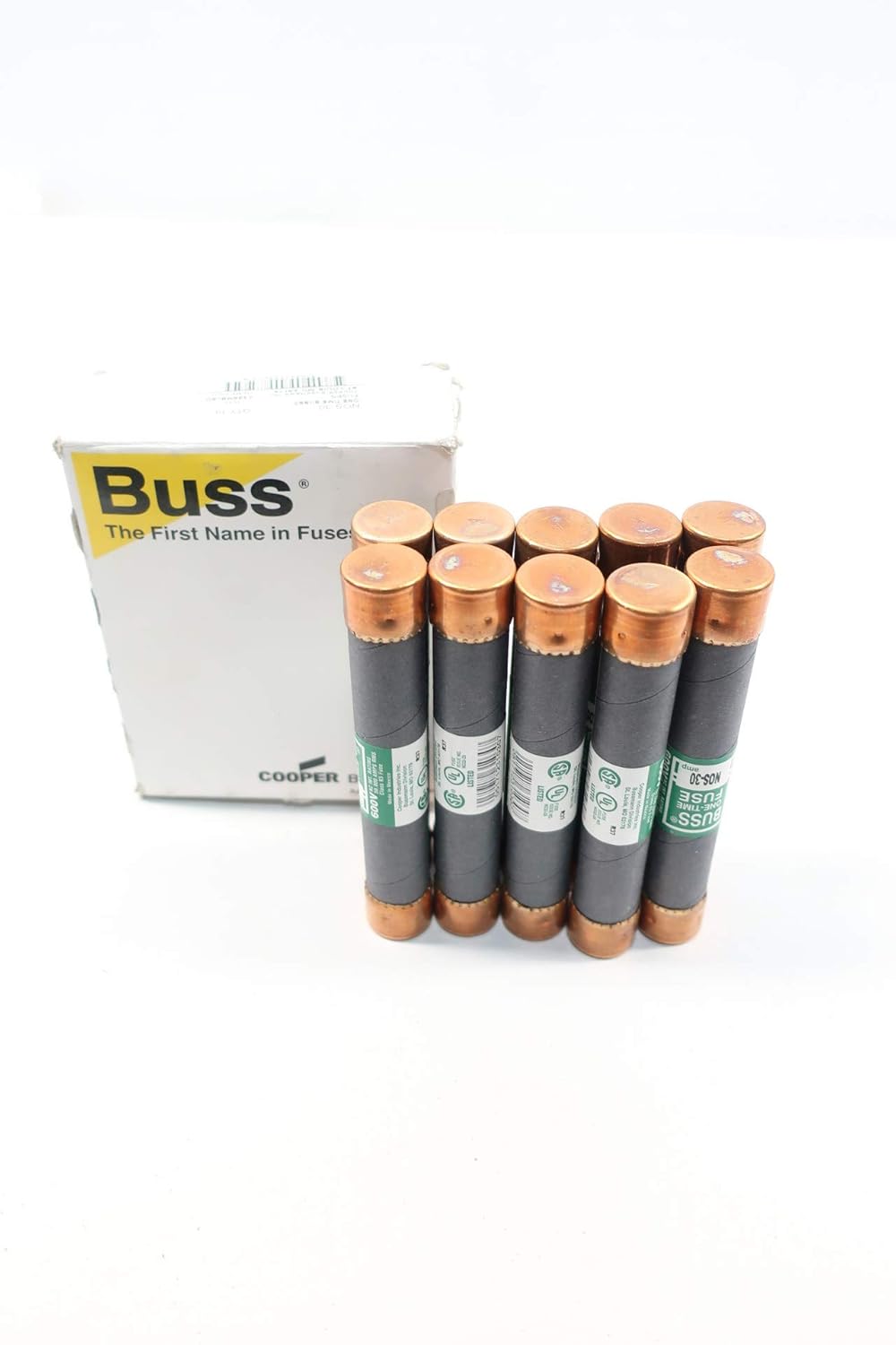 Box of 10 COOPER BUSSMANN NOS-30 Cartridge Fuse K5 30A AMP 600V-AC