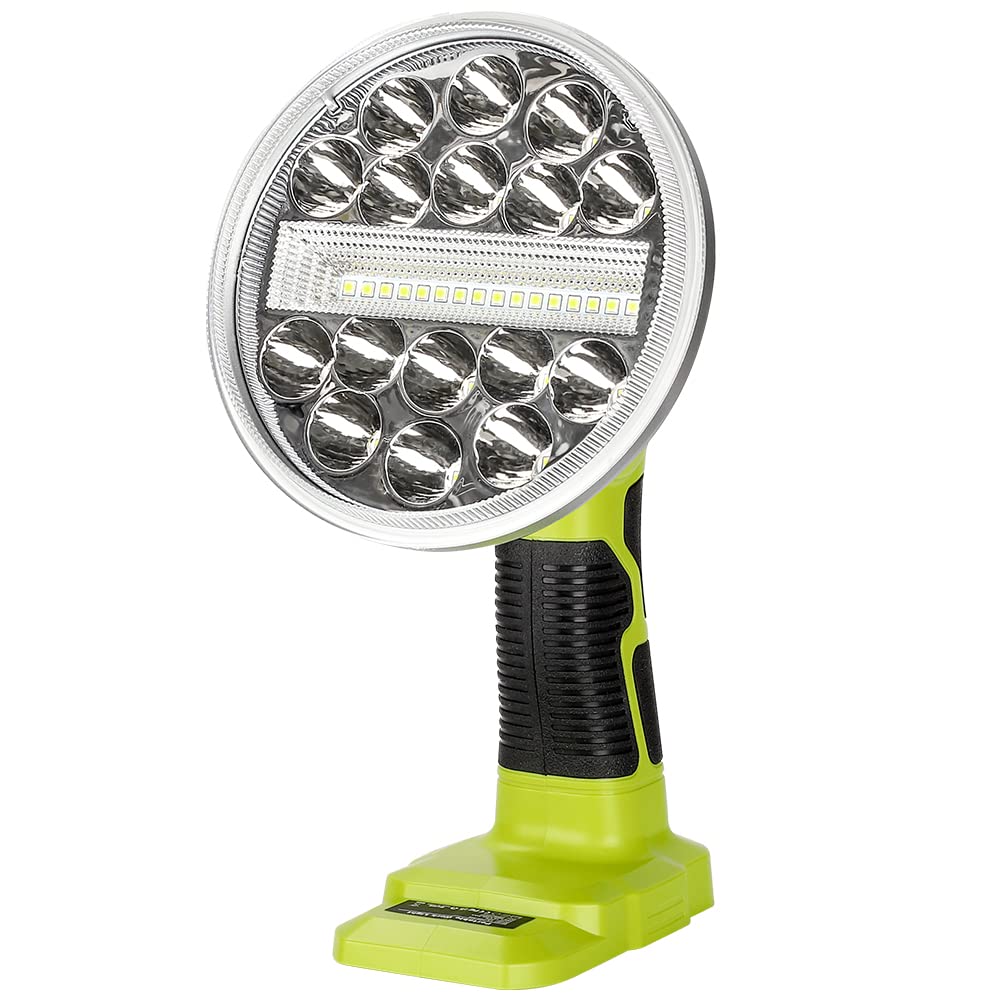 Cordless LED Work Light for Ryobi One+ 18V Lithium-ion NiCad NiMh Battery,2000LM Outdoor Wide Illumination Flashlight for Car Repair Camping Hiking Garage Basement Emergency Lighting