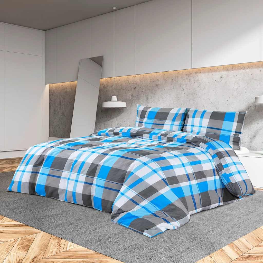 Generico Set Copripiumino Blu e Grigio 260x240 cm in Cotone,Biancheria,Lenzuola e Coperte,Copripiumini-136068
