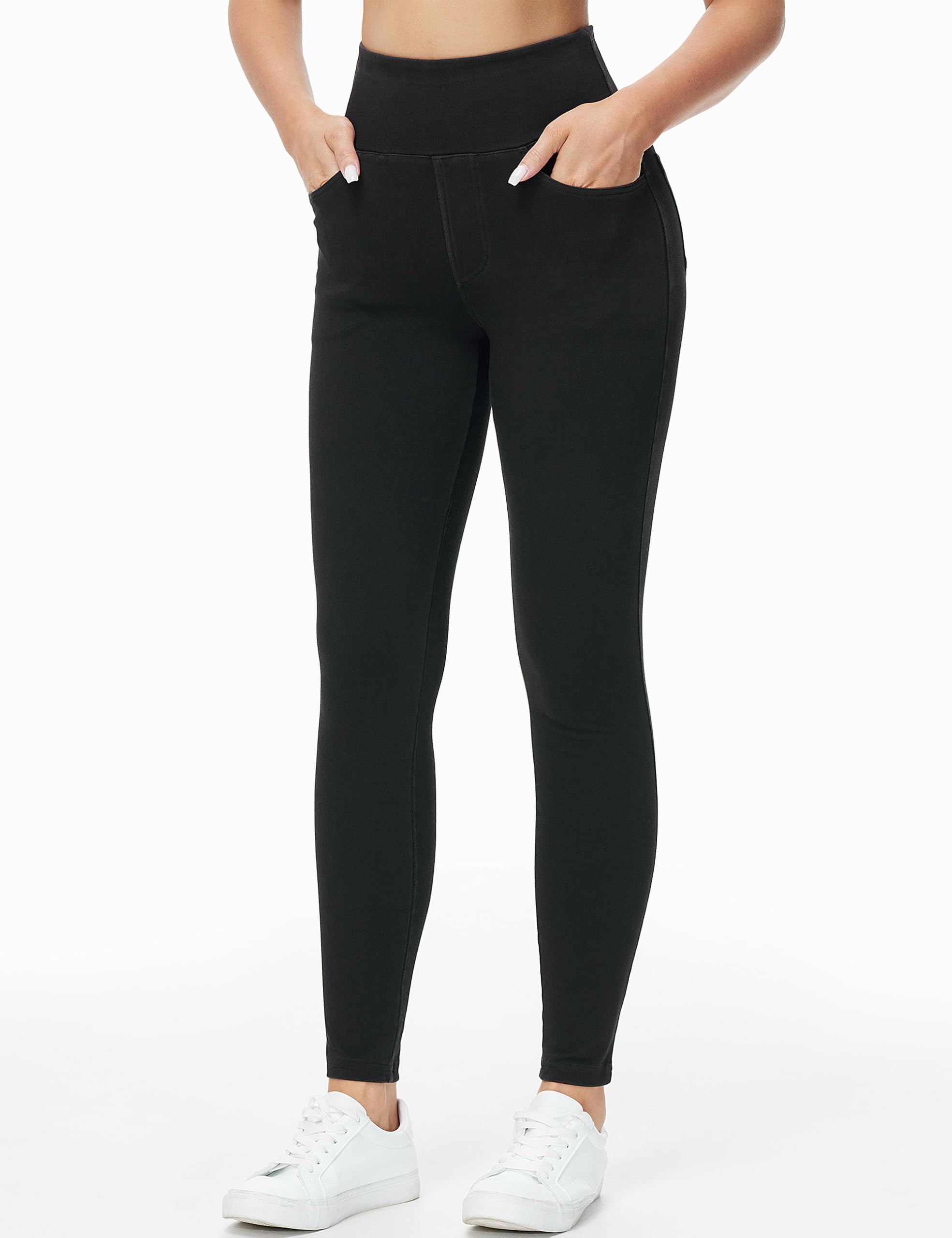 THE GYM PEOPLE Jeggings da donna a vita alta pantaloni elasticizzati controllo pancia skinny jeans leggings con tasche