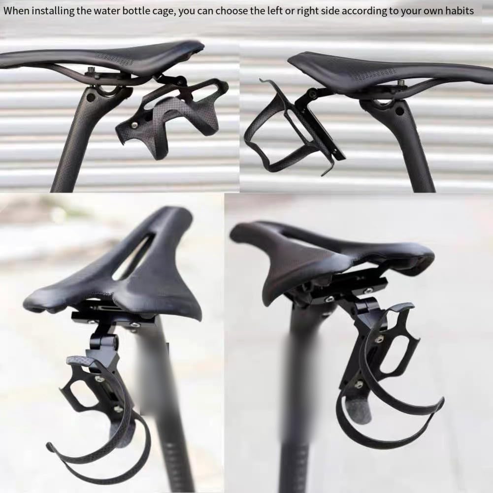 Soporte para sillín de bicicleta de aleación de aluminio con soporte para botellas de carbono, puente de expansión para botella de agua en la parte trasera, peso ligero, 92 g, accesorio