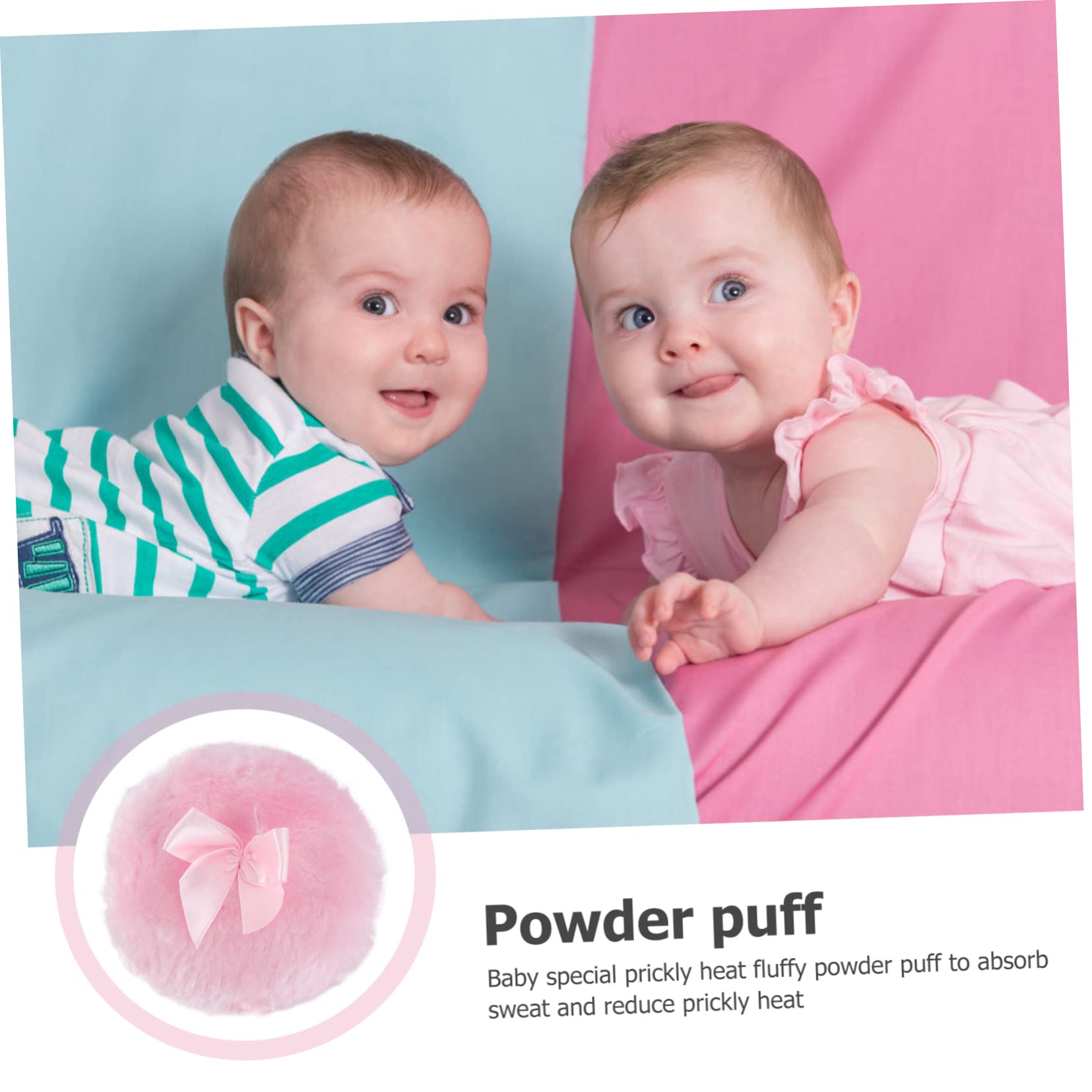 LIFKOME 3Pc Powder Puff Long Applicator for Talcum Prickly Heat Powder Safe Soft Design for Use Pink Color for Delicate Skin