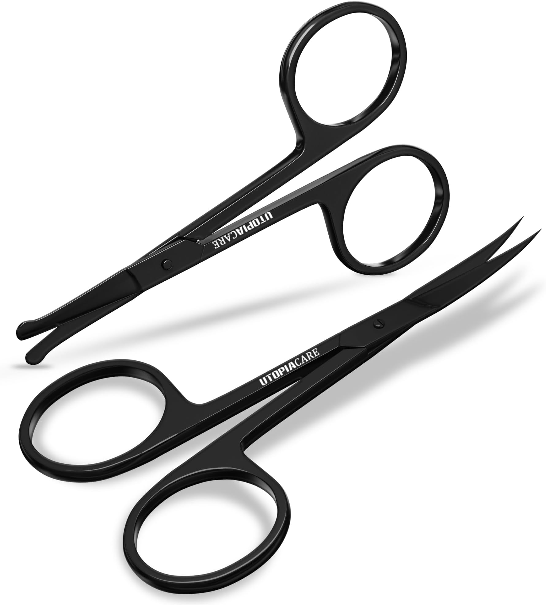Eyebrow Scissors, Professional Stainless Steel Small Shears for Men and Women, Nose Hair Scissors for Grooming Mustache, Beard, Eyelashes, Ear Hair Trimming, Black