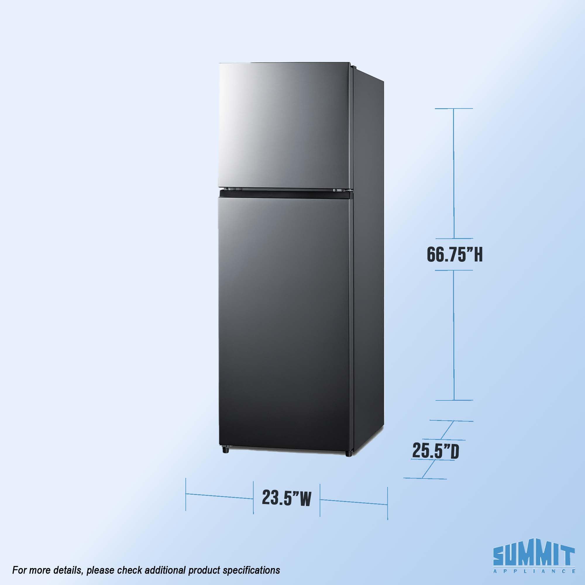 Summit 30” Top Mount Refrigerator - Freezer, 18 cu.ft. Capacity, ENERGY STAR, Stainless steel - FF18SS