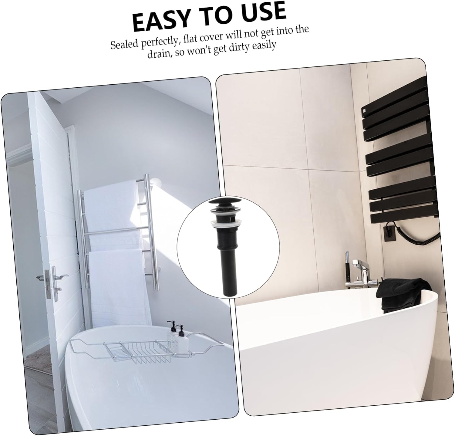 Bathroom Sink Drain Stopper Full up Drain Overflow Easy Use Lavatory Vanity Sink Stopper for Basins Resistant Design