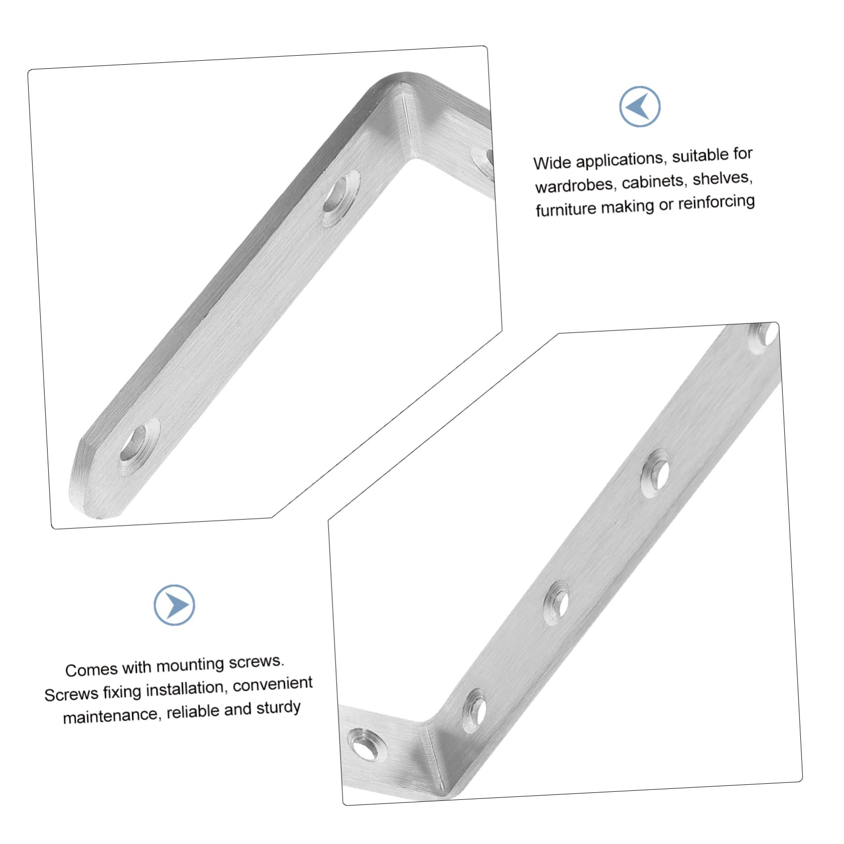 10 Piezas Soportes en L de Acero Inoxidable, Plata Ángulo Recto