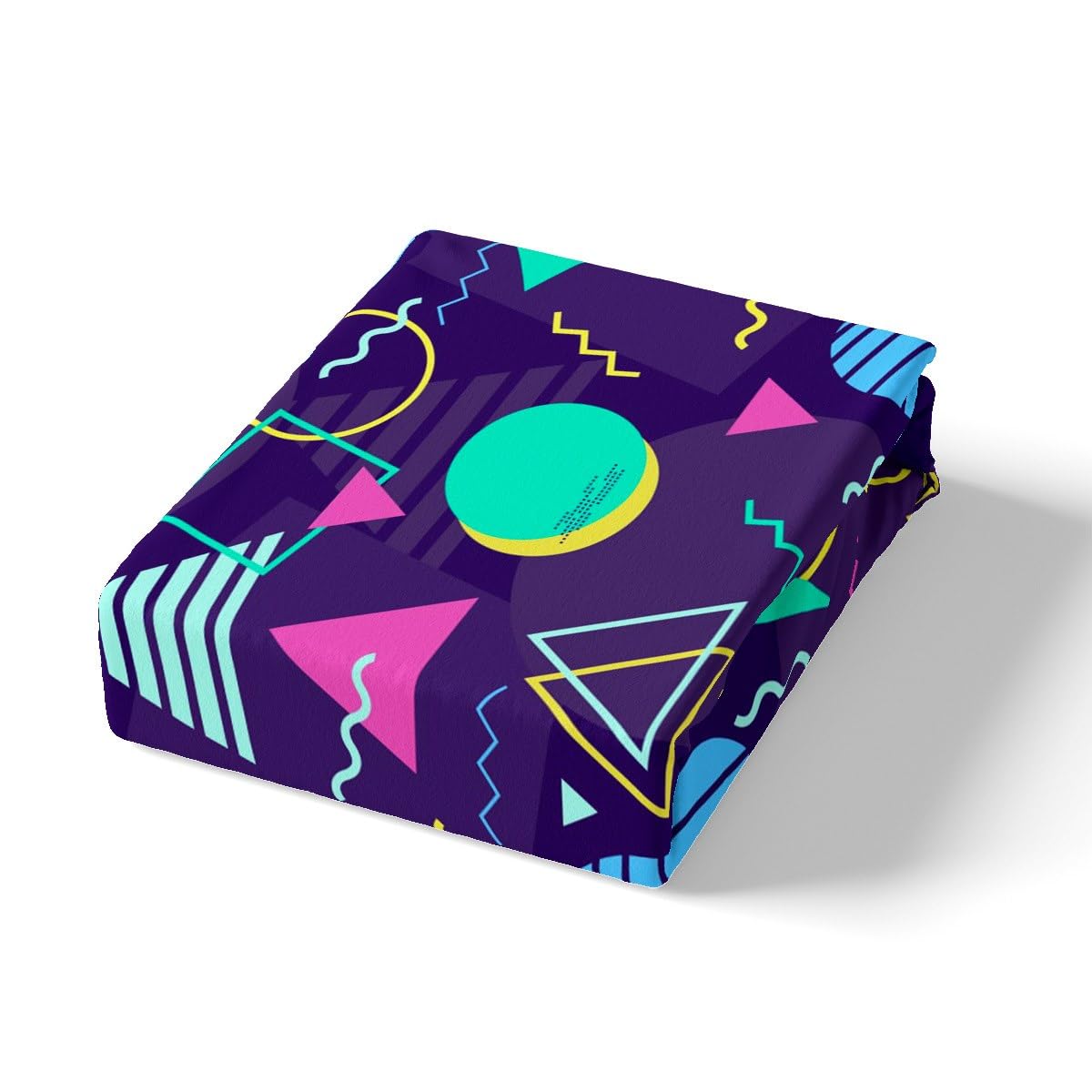 Memphis - Juego de funda de edredón de tamaño doble, estilo retro de los años 80 o 90, juego de ropa de cama de 3 piezas para niños y niñas, funda de edredón geométrica triangular circular, funda de