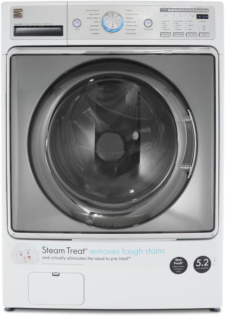 Kenmore 41072 White Cubic Feet Steam Treat, Accela Wash Elite 5.2 cu. ft. Front Load Washer