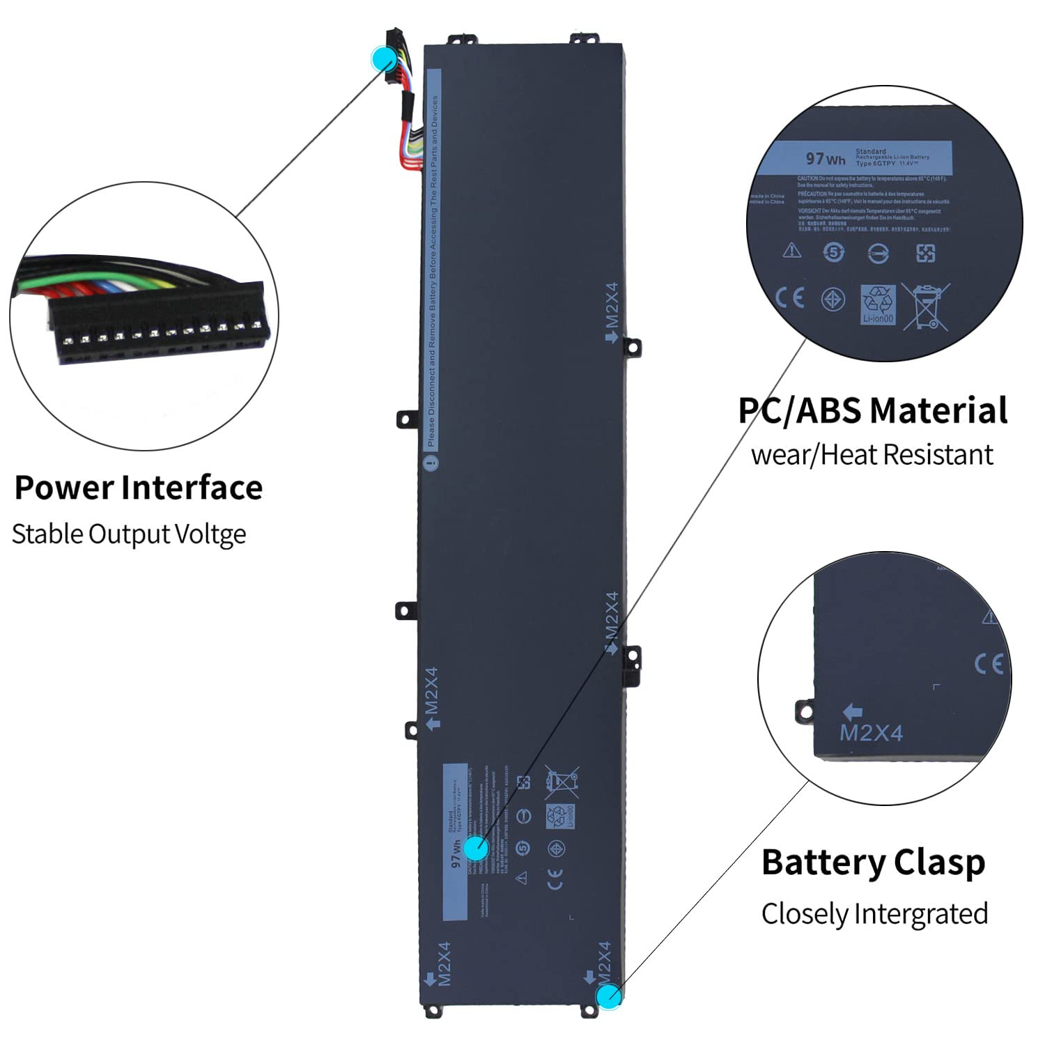 Amazon.com: Perhanmm 97WH 6GTPY 筆記型電腦電池,適用於Dell XPS 15 9560 9570 9550 7590  Precision 15 5510 5520 5530 5540 Vostro 7500 5XJ28 5D91C GPM03 4GVGH 1P6 5韓元5日元28  5D91C 5041C 05041 6 芯: 電子