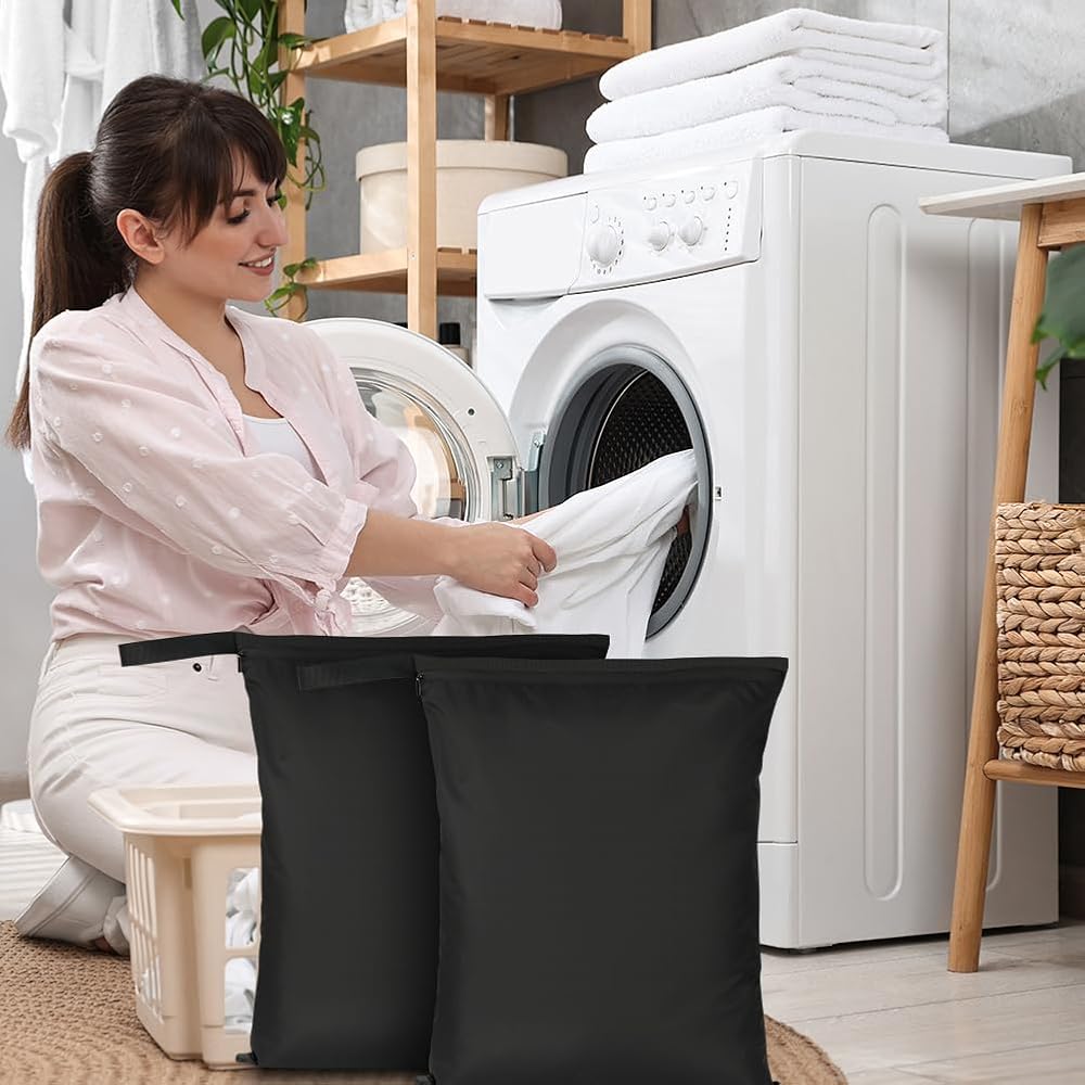 AOOSA 2 Sacs à Linge Sale Étanchés Réutilisables - Sacs Imperméables Pour Maillots Mouillés, Couches, Sport Et Voyage Avec Poignée & Fermeture Éclair (39,5 X 49 Cm)