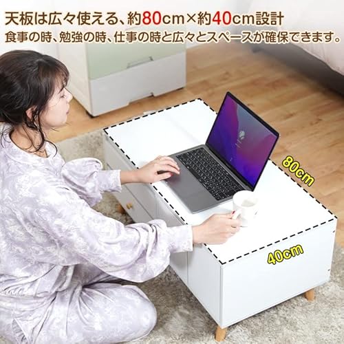 Fkstyle ドレッサー テーブル 鏡台 収納 ロータイプ ロー デスク 化粧台 メイク コスメ 鏡付き 白 ベージュ ナチュラル [並行輸入品] [5]