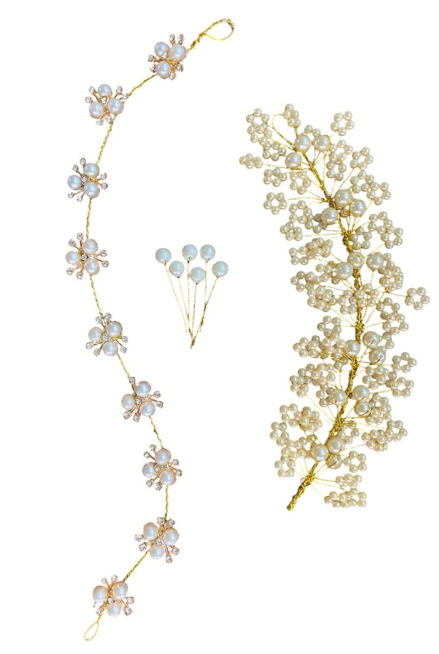 Prezentoz Elegant Pearl Combo set Hair Accessory Set for Women & Girls | Includes A Pearl Brooch, a Tiara & 6 Bun Pins | Acrylic Bridal Accessories | Perfect for Wedding, marriage woman women girl girls engagement baby shower bridal diwali festival haldi mehendi lohri pongal gudi padwa padva Pooja Decorative hair accessories Hair clip brooch Prezentoz Elegant Pearl Combo set Hair Accessory Set for Women & Girls | Includes A Pearl Brooch, a Tiara & 6 Bun Pins | Acrylic Bridal Accessories | Perfect for Wedding, marriage woman women girl girls engagement baby shower bridal diwali festival haldi mehendi lohri pongal gudi padwa padva Pooja Decorative hair accessories Hair clip brooch
