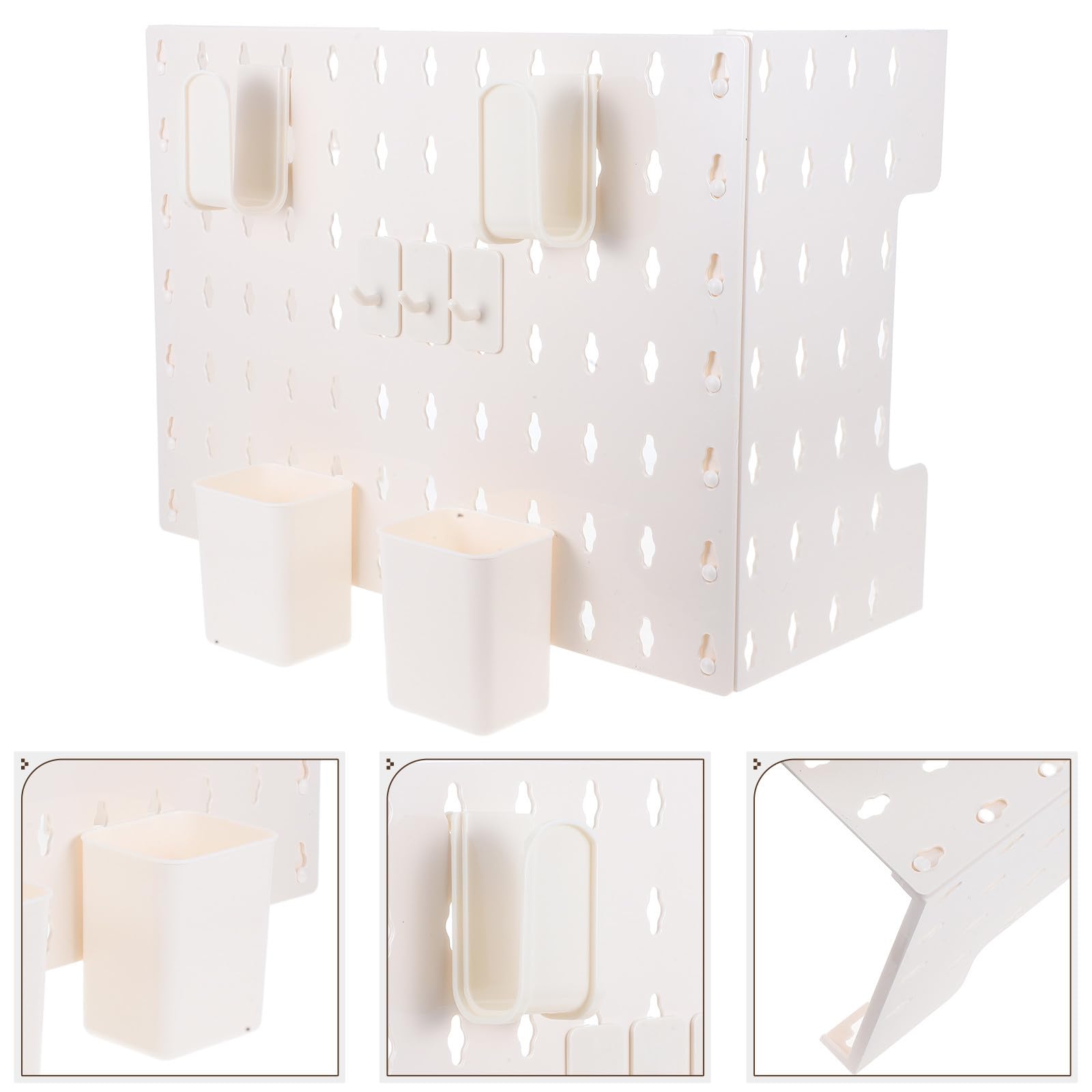 Estante de Almacenamiento de Pared Blanco de Plástico Tablero Perforado para Ocultar Tuberías de Calentador de Gas, Adecuado para Baño y Organización Versátil