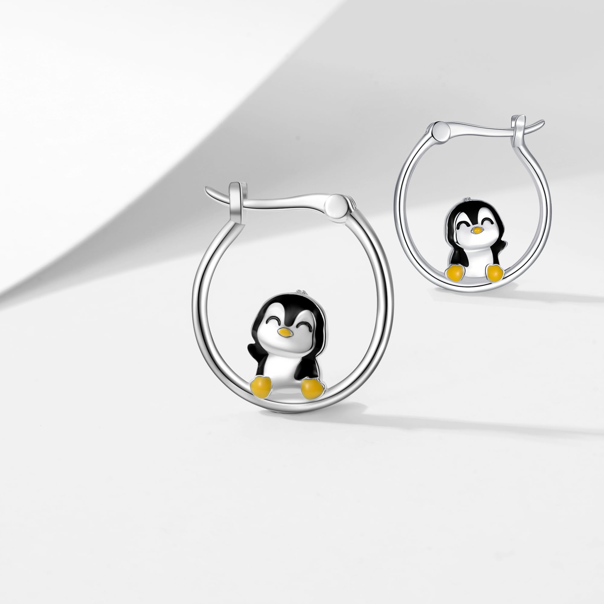 Bonito Animales S925 Plata De Ley Pendientes De Aro Circulares Pendientes De Aro Joyas Regalo Para Mujer ES1