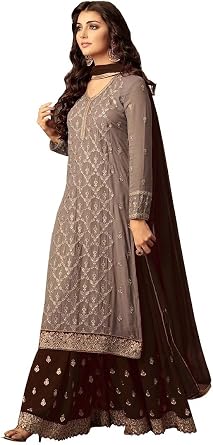 ZIYA Ethnic wear Party Wear wedding wear Palazzo Set Salwar kameez For Women 47001 Coffee, S-38