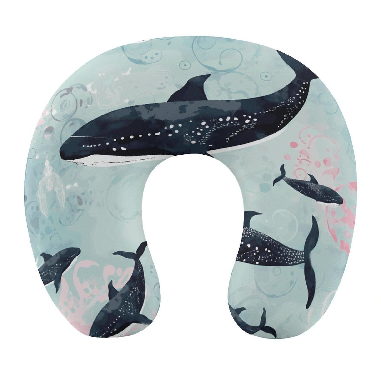 FekiLoot Whale Travel Pillow,U Shaped Office Napping Pillow Support Neck and Head Comfortable Travel Neck Pillow U Shape Sleeping Essentials for Long Haul Flights