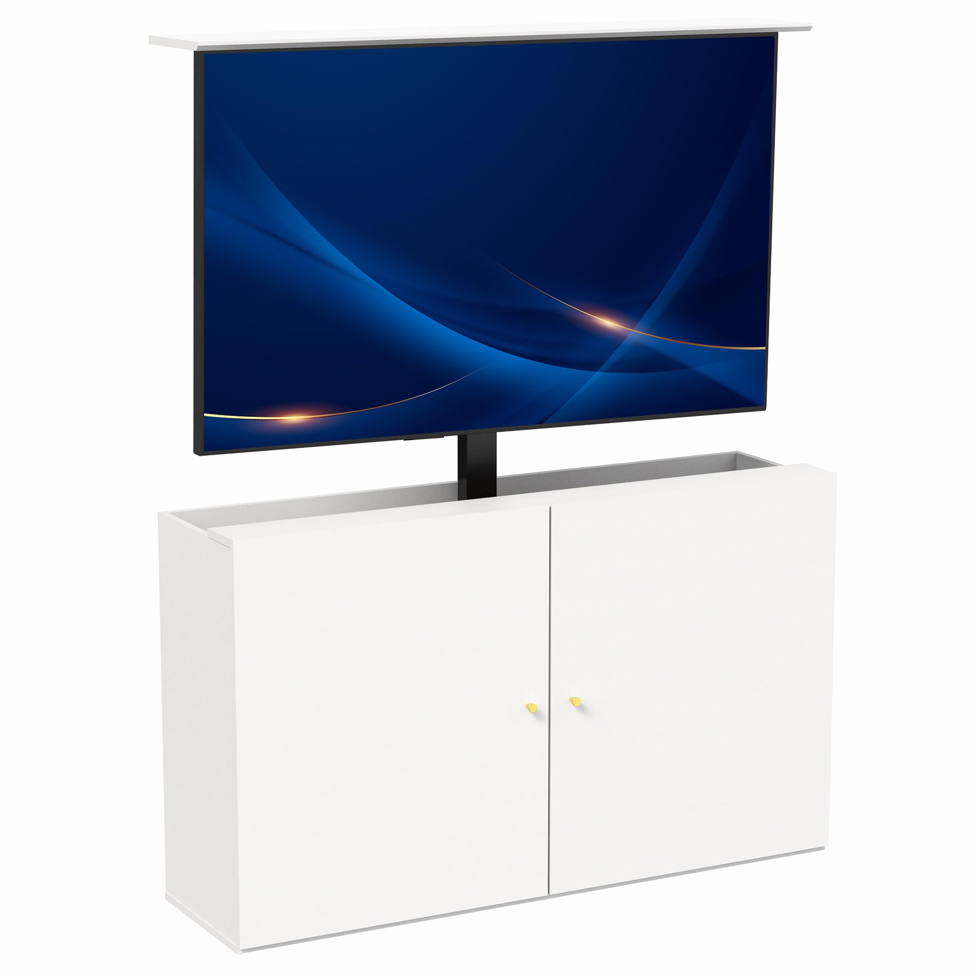 VIVO White TV Cabinet with Motorized Vertical Lift Television Stand, Holds 32 to 55 inch TVs up to 44 lbs, CASE-KIT-EUP1W