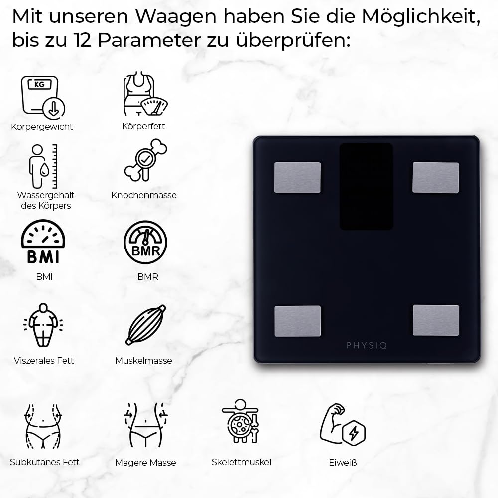 Personenwaage Digital Körperwaage Waage Personen | Weight Scale Digitale Personenwaagen mit Körperfettanalyse | Körperfettmessgerät Personenwage Analysewaage