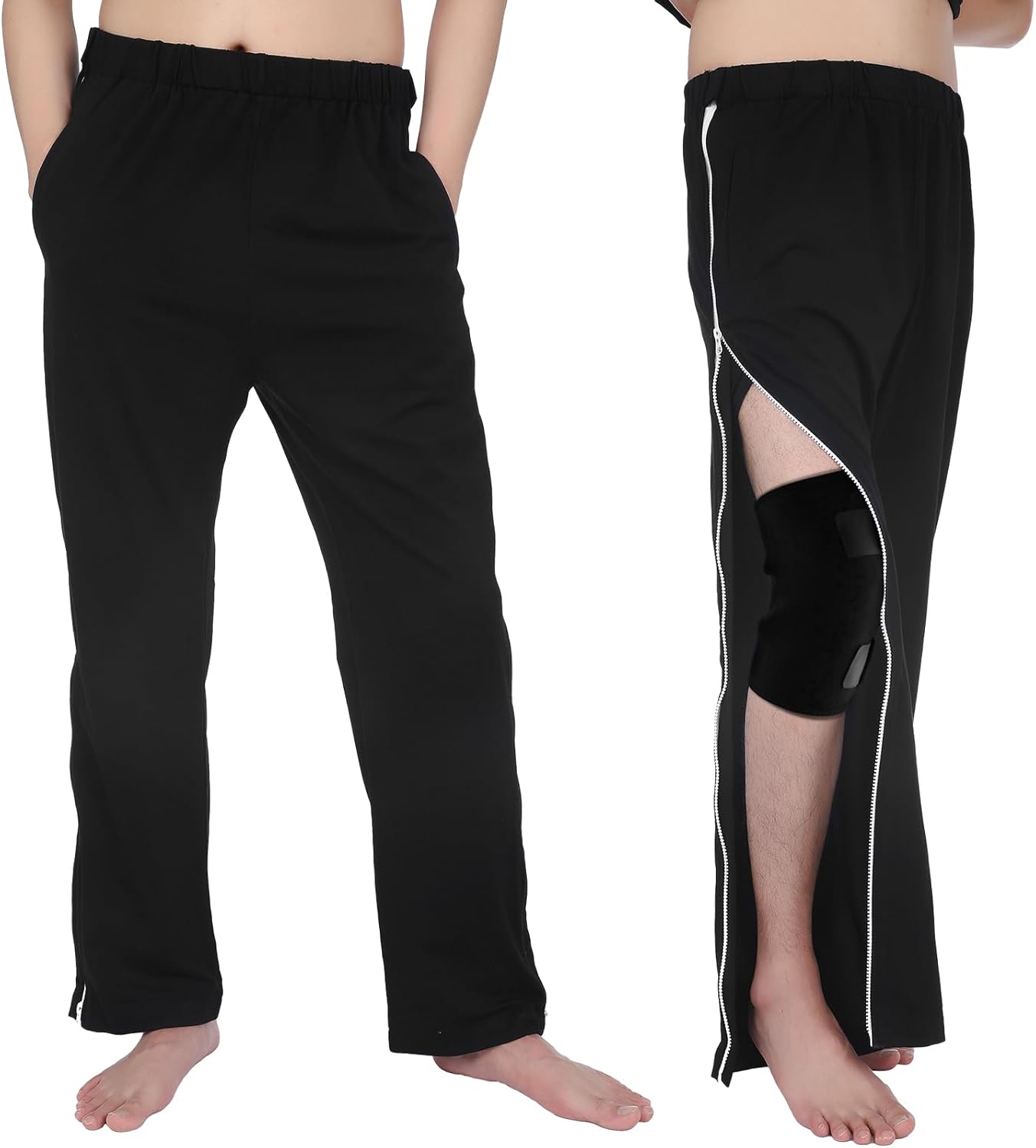 2 Pcs Post Surgery Tearaway Pants for Men Women Unisex 2 Side Zippers off Full Open Lightweight Sweatpants - Image 4