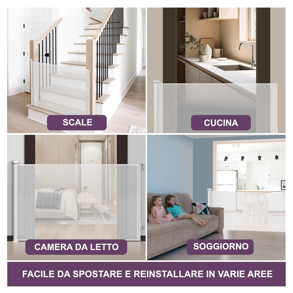 Cancelletto Estensibile Per Cani E Bambini - Fino A 300 Cm, Ideale Per Scale E Interni - Foto 8