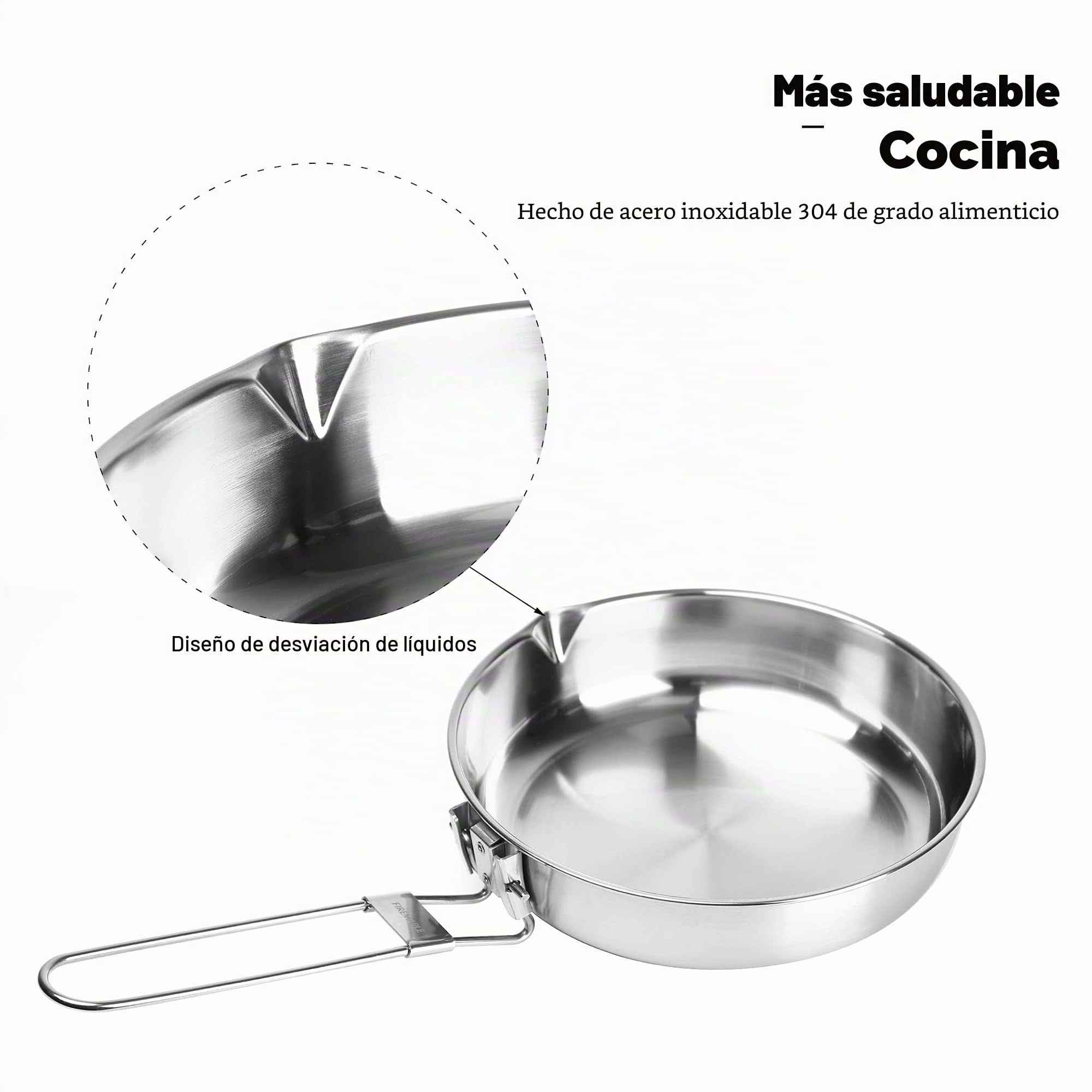 Fire-Maple Antarcti Sartén de Acero Inoxidable para Camping y Picnic, de Aluminio Soldado, con Fondo de Difusión del Calor y Mango Plegable