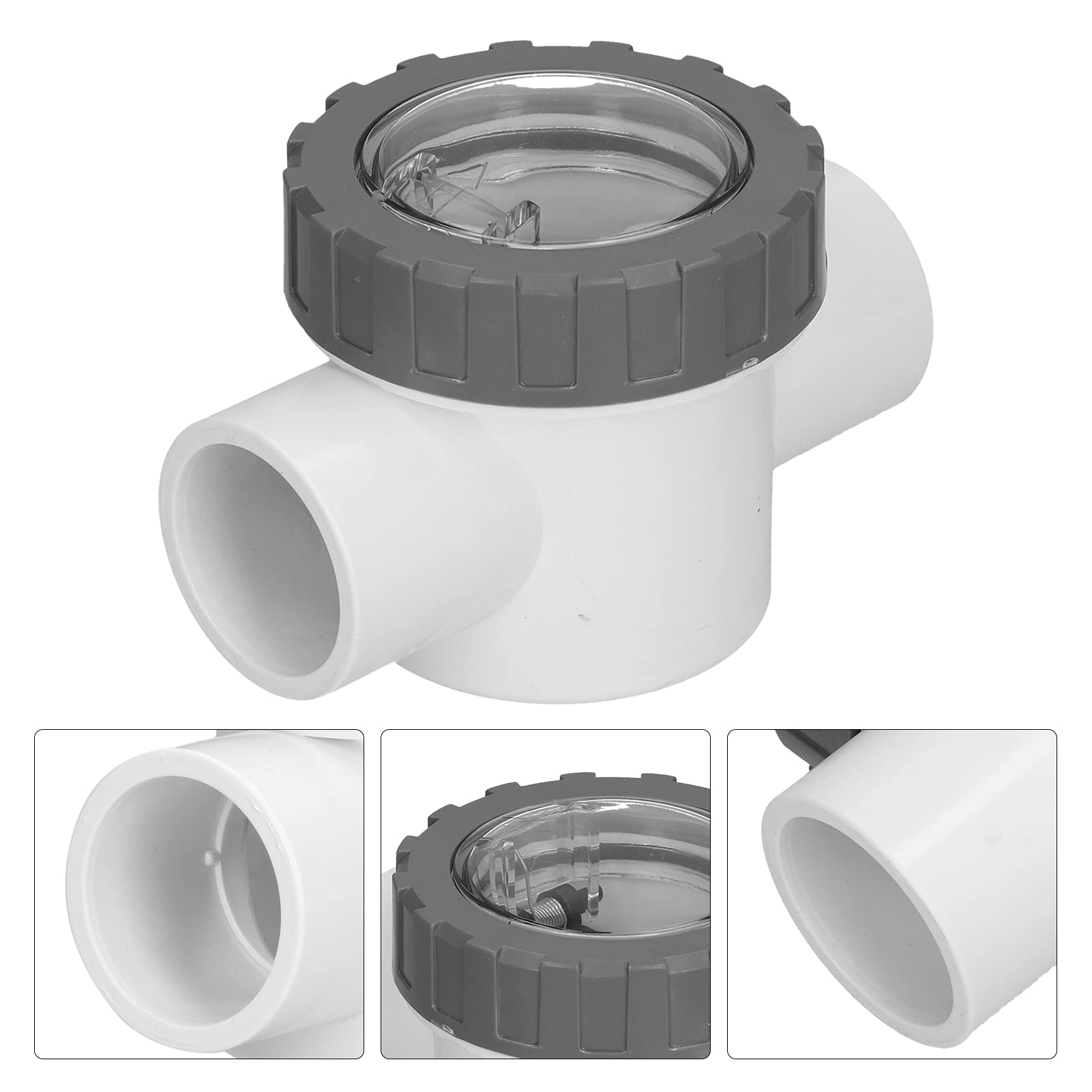 Válvula Antiretorno para Piscina 50mm, Válvula de Retención de Seguridad de PVC con Lente Transparente, valva No Retorno Agua para Sistemas de Filtración de Piscinas y Spa (V50-1A)