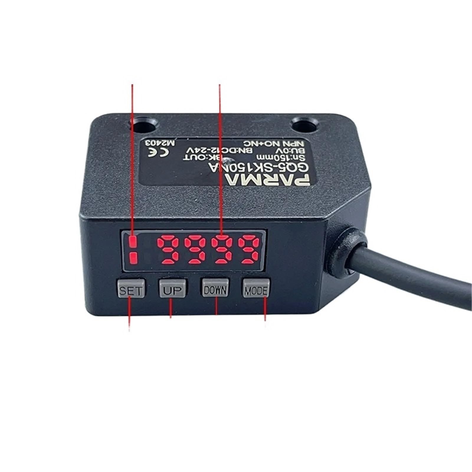 Distanza di rilevamento del sensore del display digitale 150 mm | Digital display sensor detection distance 150mm(GQ5-SK150PA PNP)