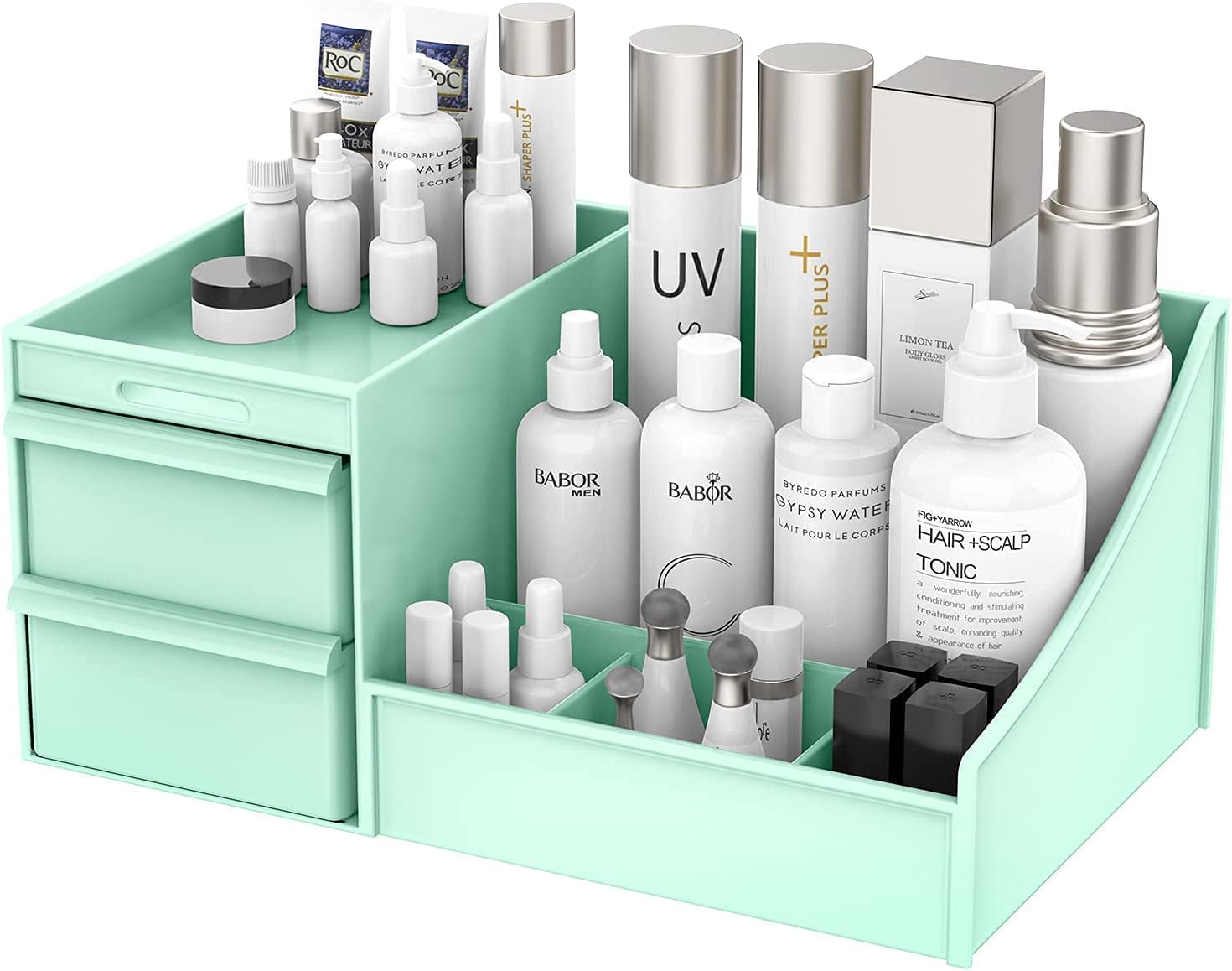 MVM Enterprise Makeup Desk Cosmetic Storage Box Organizer with Drawers for Dressing Table, Vanity Countertop, Bathroom Counter, Elegant Vanity Holder for Brushes, Eyeshadow, Lipstick and Nail Polis,