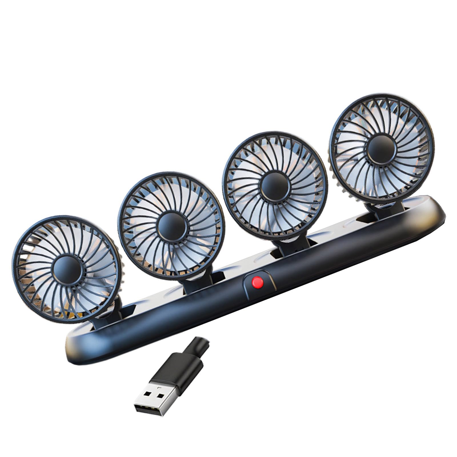 Qusinfc Multifunctional USB 4 Head Fan Trunk Cooling Fan Texture for Vehicles with Expandable Base and Quiet Motor Foldable Car Cooling