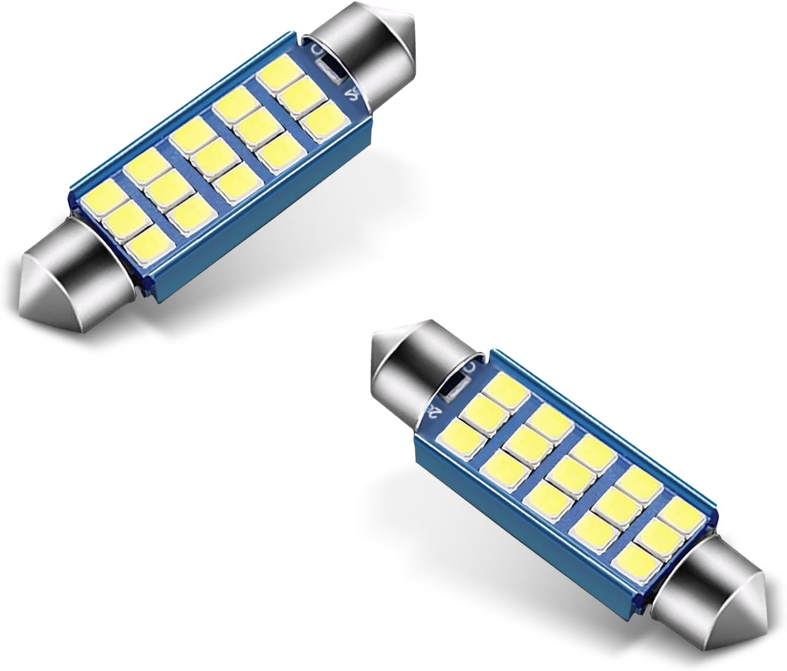 2 PCS 42 mm LED Bulb, Wide-angle High Brightness Non-glare Dome Reading Light License Plate Light, 211 211-2 212 214-2 569 6429 Waterproof Plug and Play Bulb, for Most Cars (White)