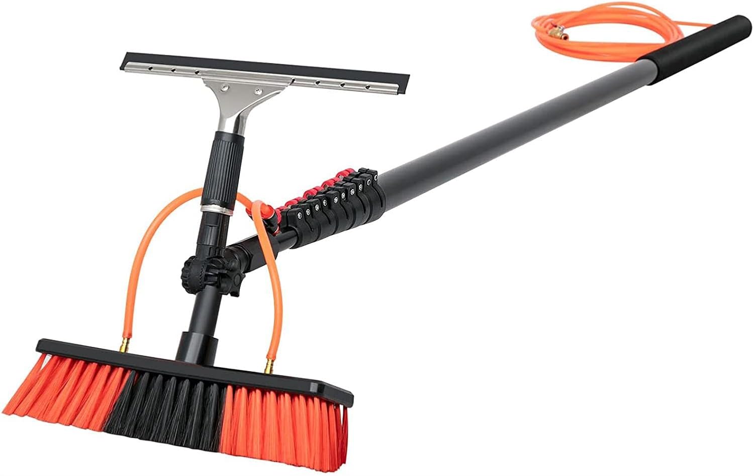 Telescopic Pole Kit Cleaning Brush，Window Cleaning Poles,Water Fed Pole Kit, Water Fed Brush W/Squeegee, Water Fed Cleaning System, 3-in-1 Aluminum Outdoor Window Cleaner, Cleaning Tool, Sol
