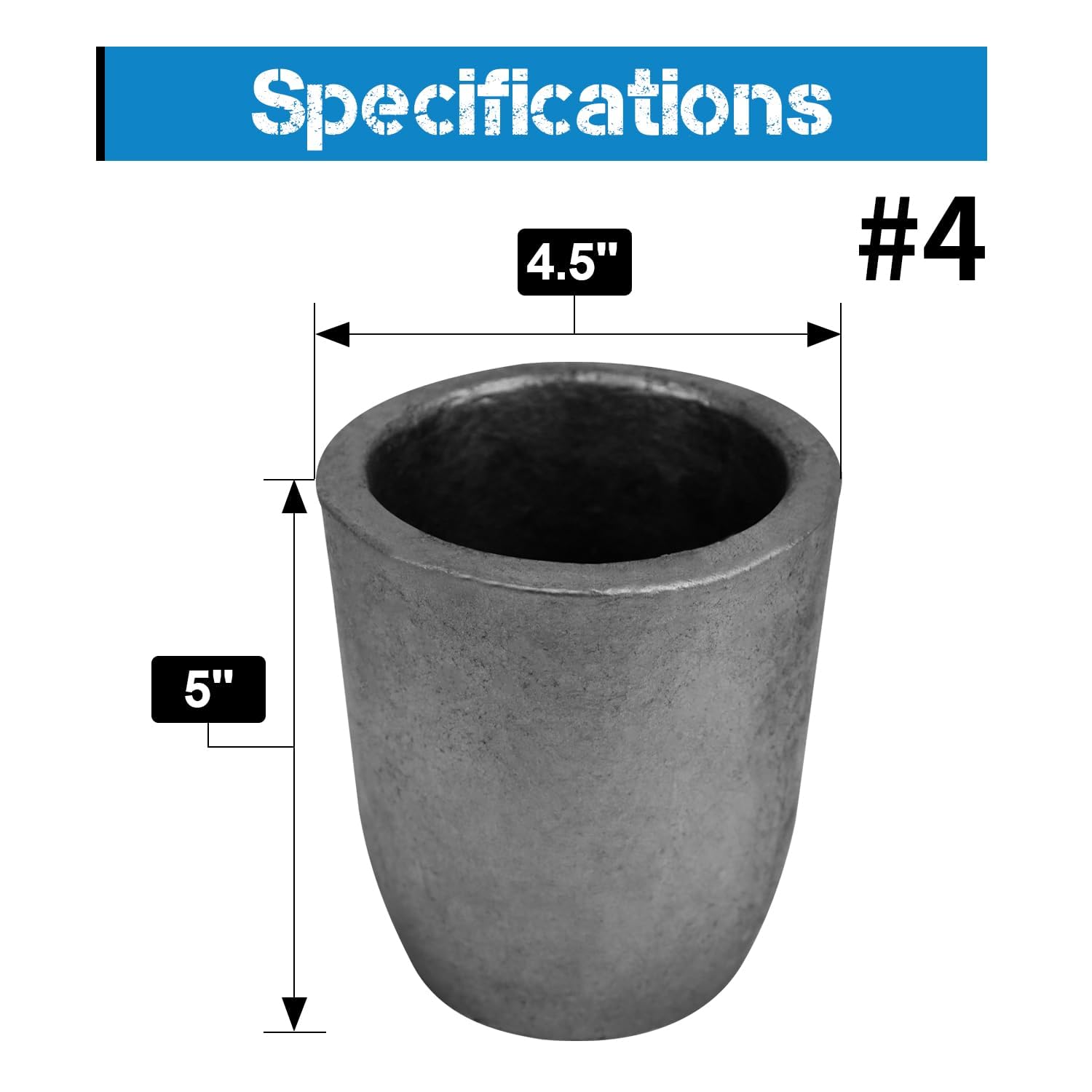 #4(4.5kg) Graphite Crucible for Metal Melting Casting Refining Gold Silver Copper Brass Aluminum